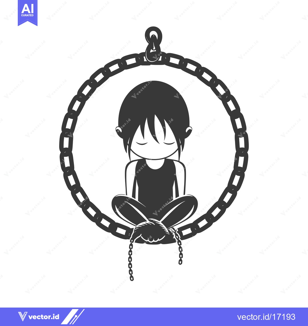 Premium Vector dari A Person Sitting Meditating Within a Circular Chain