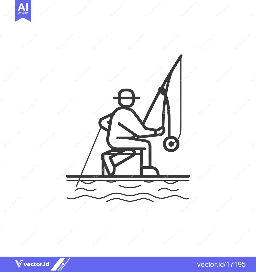 Premium Vector dari A Person Sitting on a Stool and Fishing