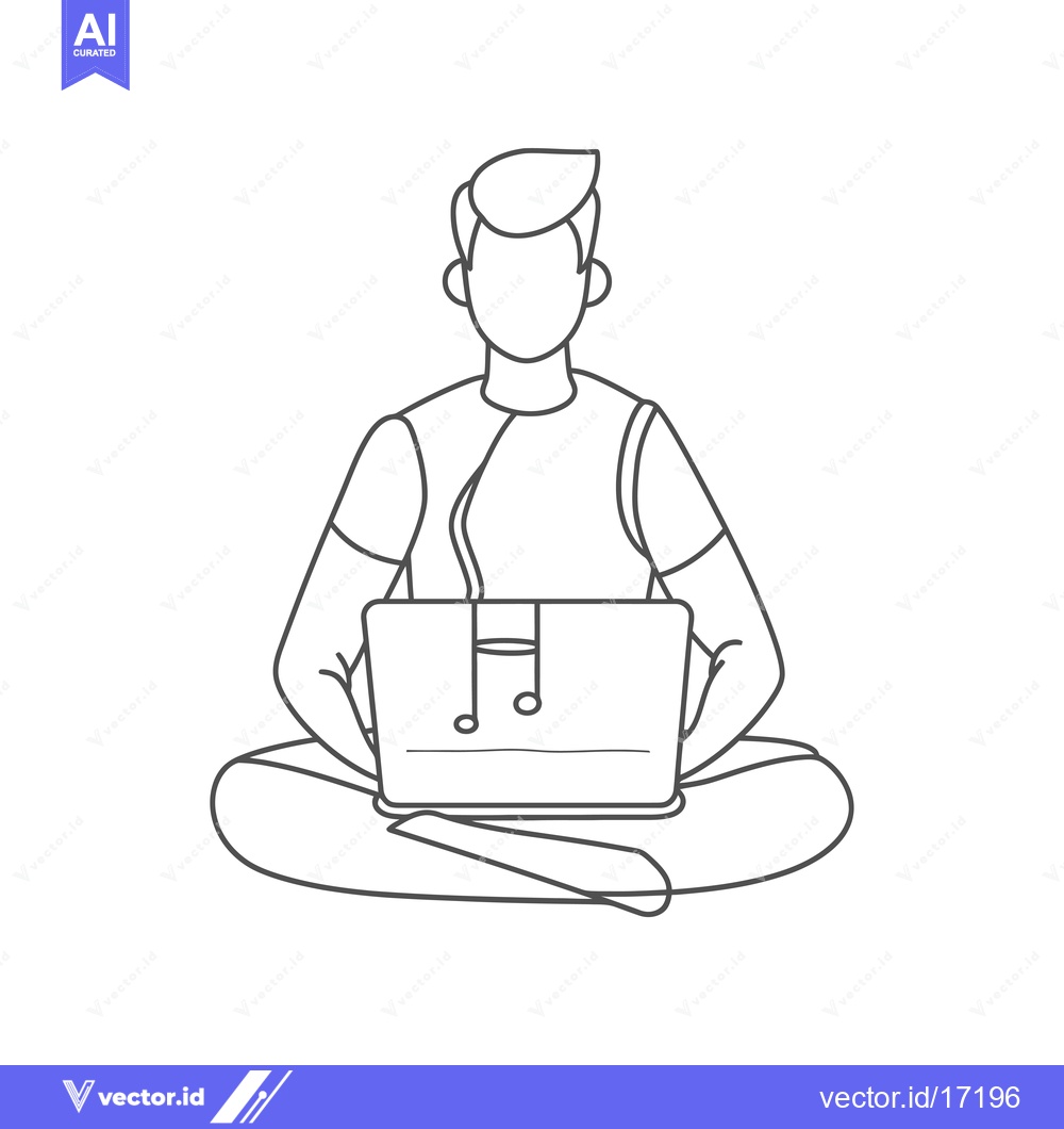 Premium Vector of A person sitting with legs crossed and using a laptop