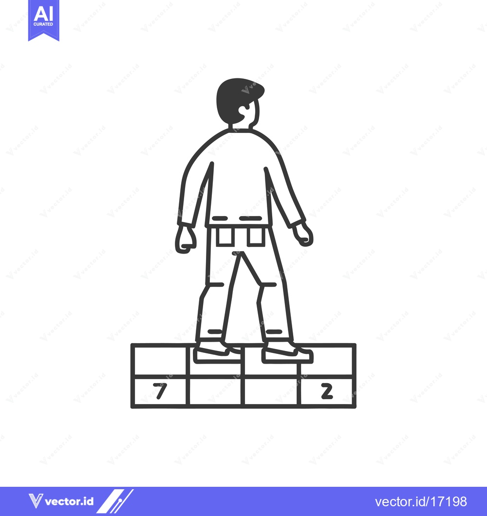 Premium Vector dari A person standing on a checkered platform with numbers 7 and 2