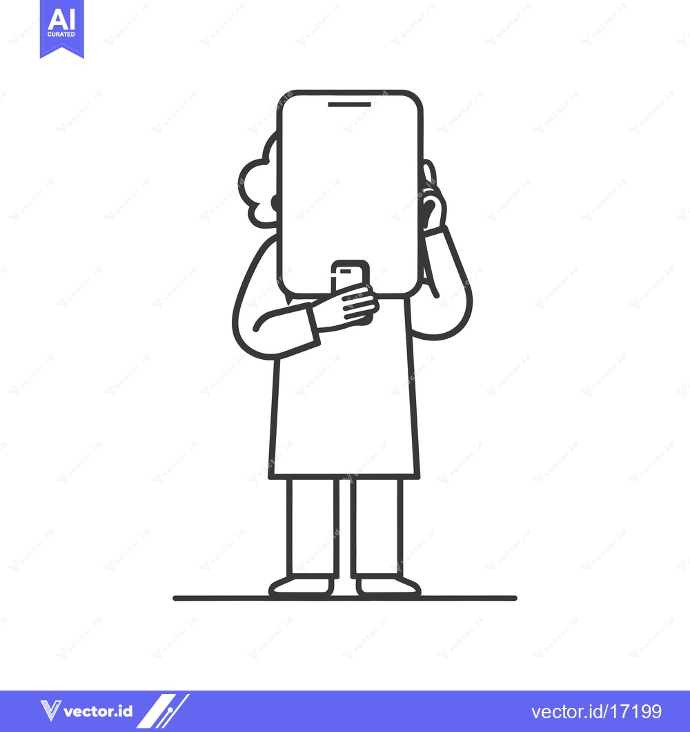 Premium Vector dari A person standing with a phone covering their face