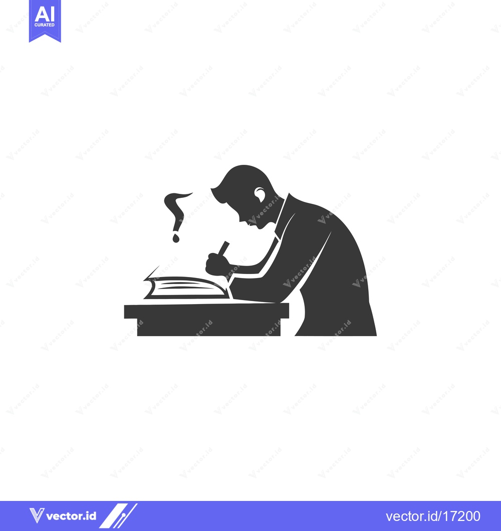 Premium Vector dari A Person Struggling to Find Answers in a Book