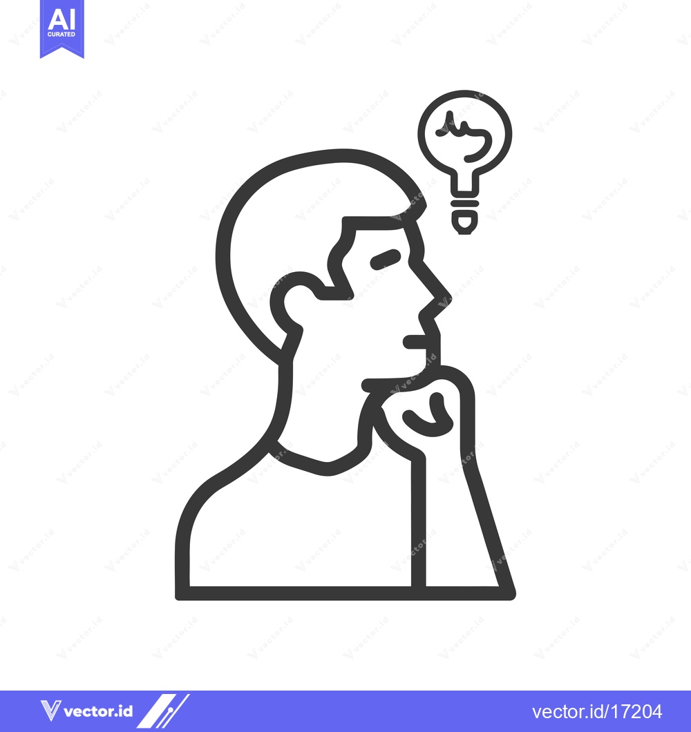 Premium Vector dari A person thinking with an idea bulb above their head