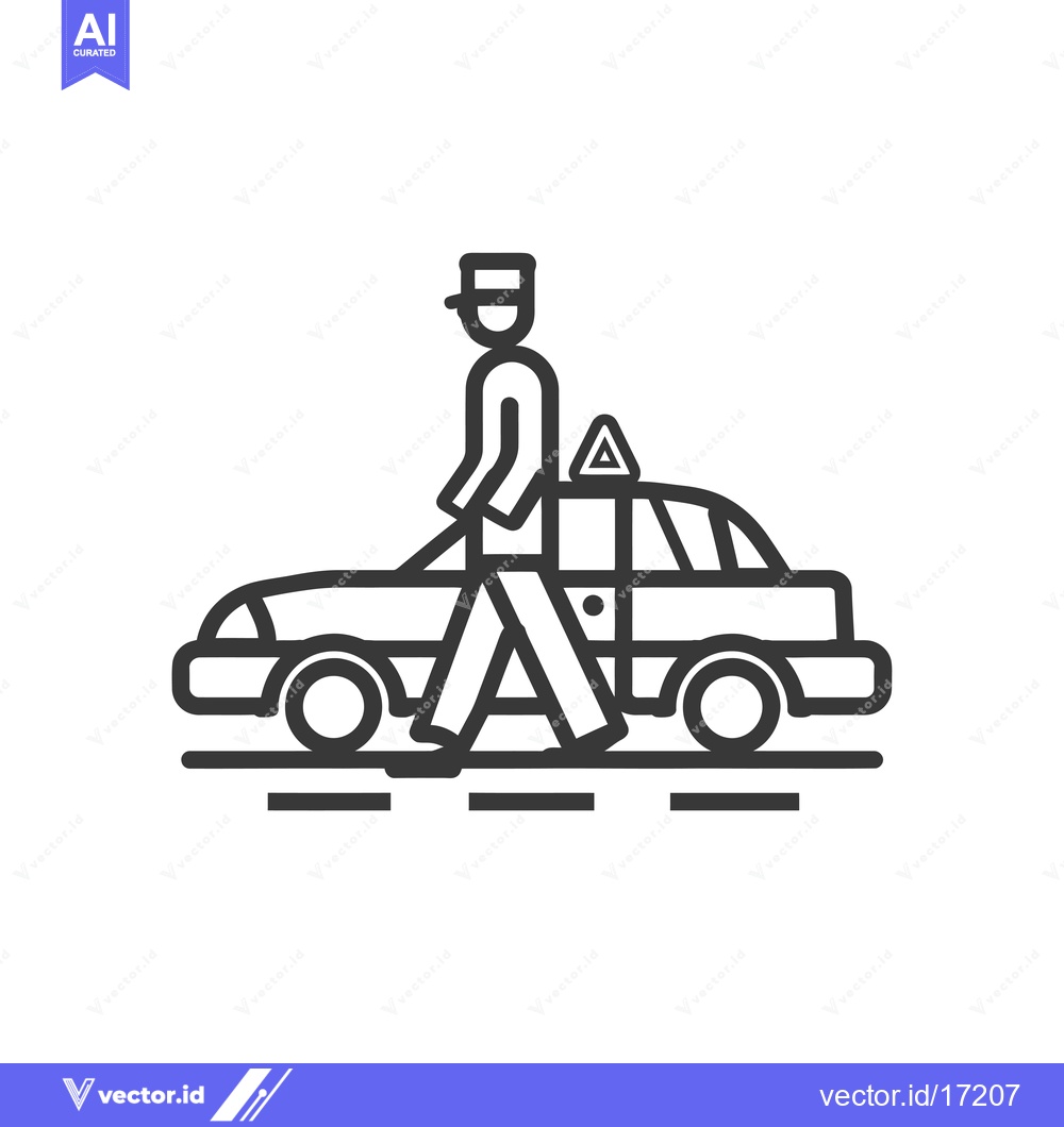 Premium Vector dari A Person Walking in Front of a Car with a Roof Light