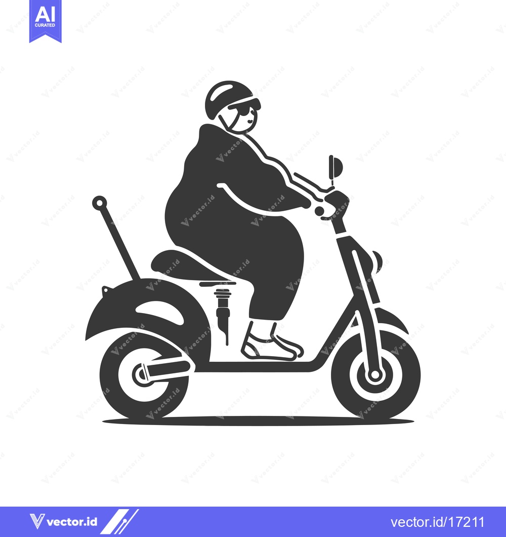 Premium Vector of A Person Wearing a Helmet and Sunglasses Riding a Scooter