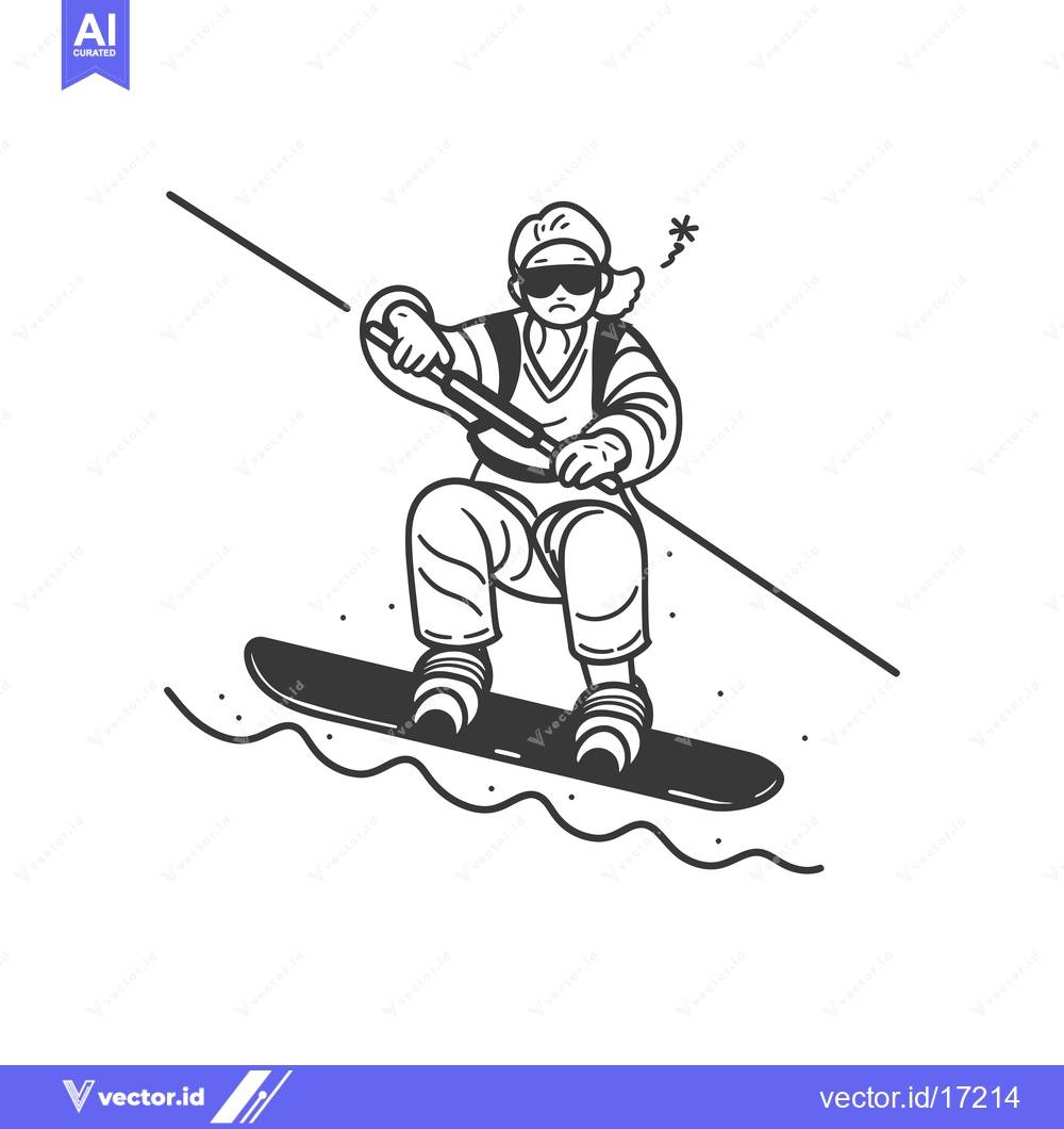 Premium Vector dari A Person Wearing Sunglasses Snowboarding Down a Slope