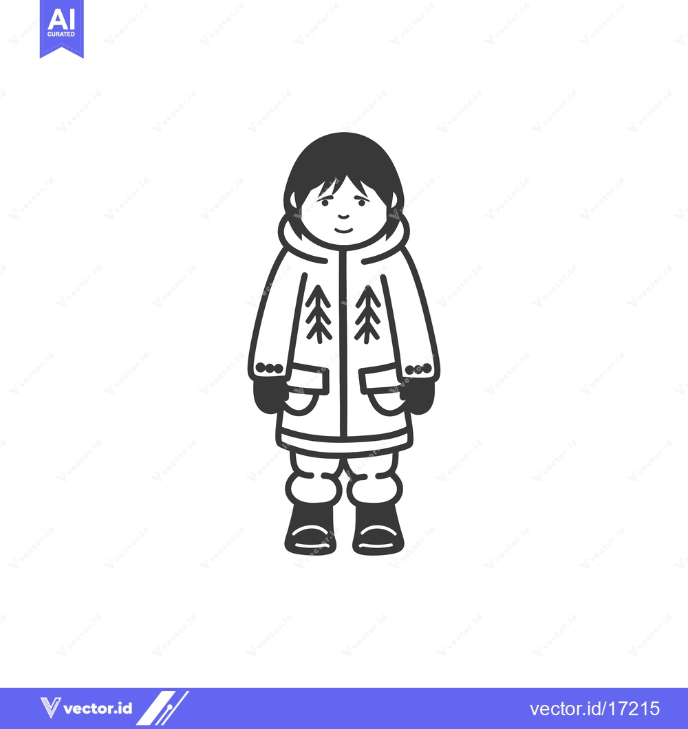 Premium Vector dari A Person Wearing Traditional Inuit Clothing with a Hood