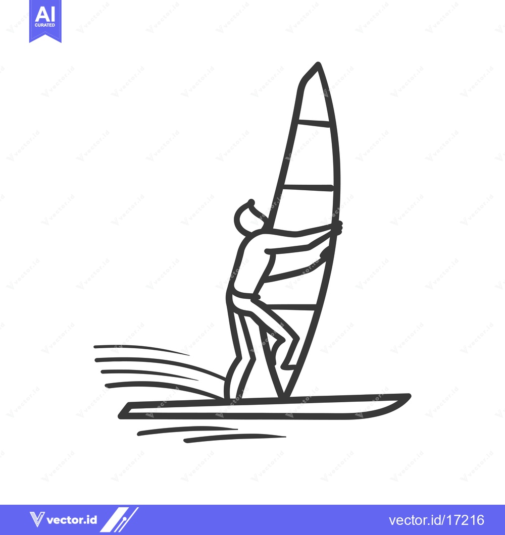 Premium Vector dari A Person Windsurfing on a Wave