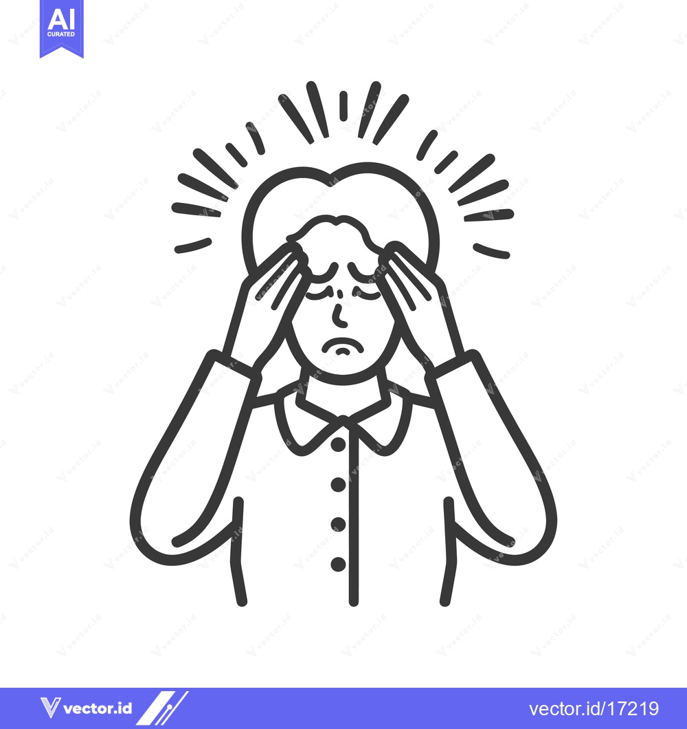 Premium Vector dari A person with a heart-shaped head, holding their head in their hands,