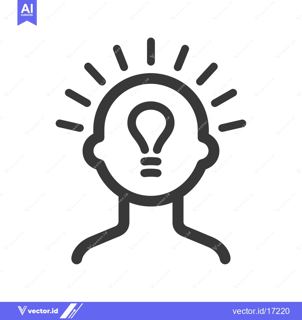 Premium Vector dari A Person With a Lightbulb Inside Their Head, Surrounded by Rays