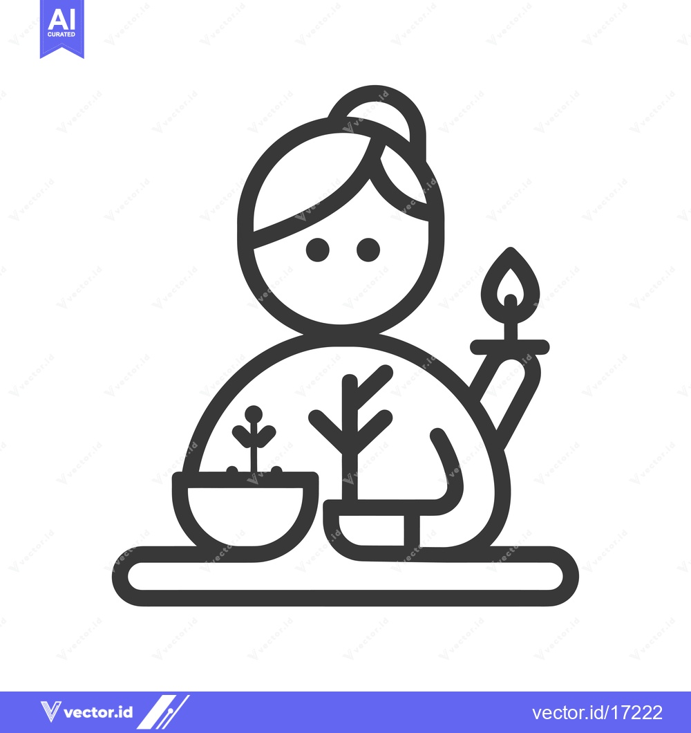 Premium Vector of A person with a potted plant, a sprout, and a lit match