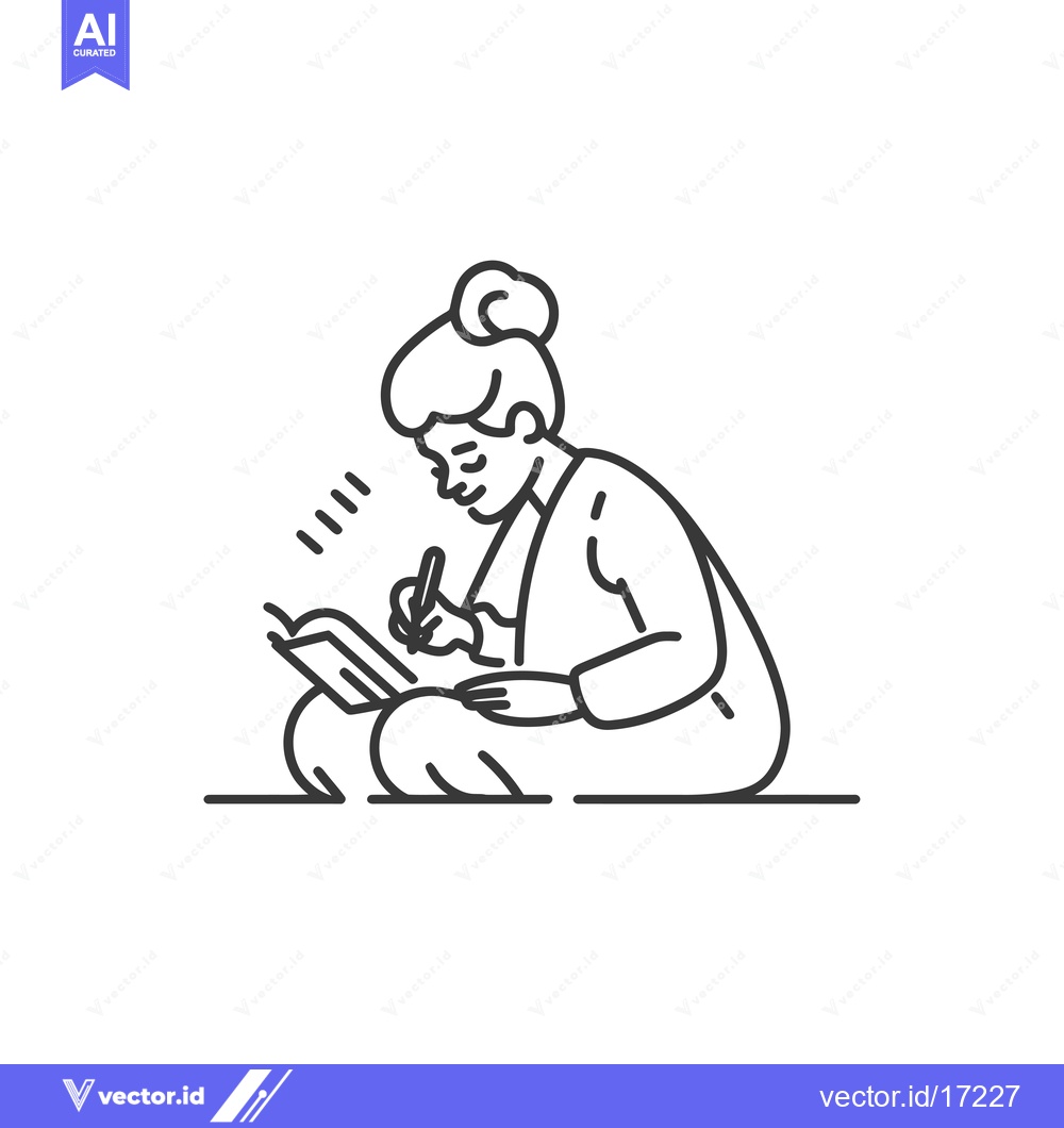 Premium Vector of A Person Writing in a Notebook While Sitting on the Floor