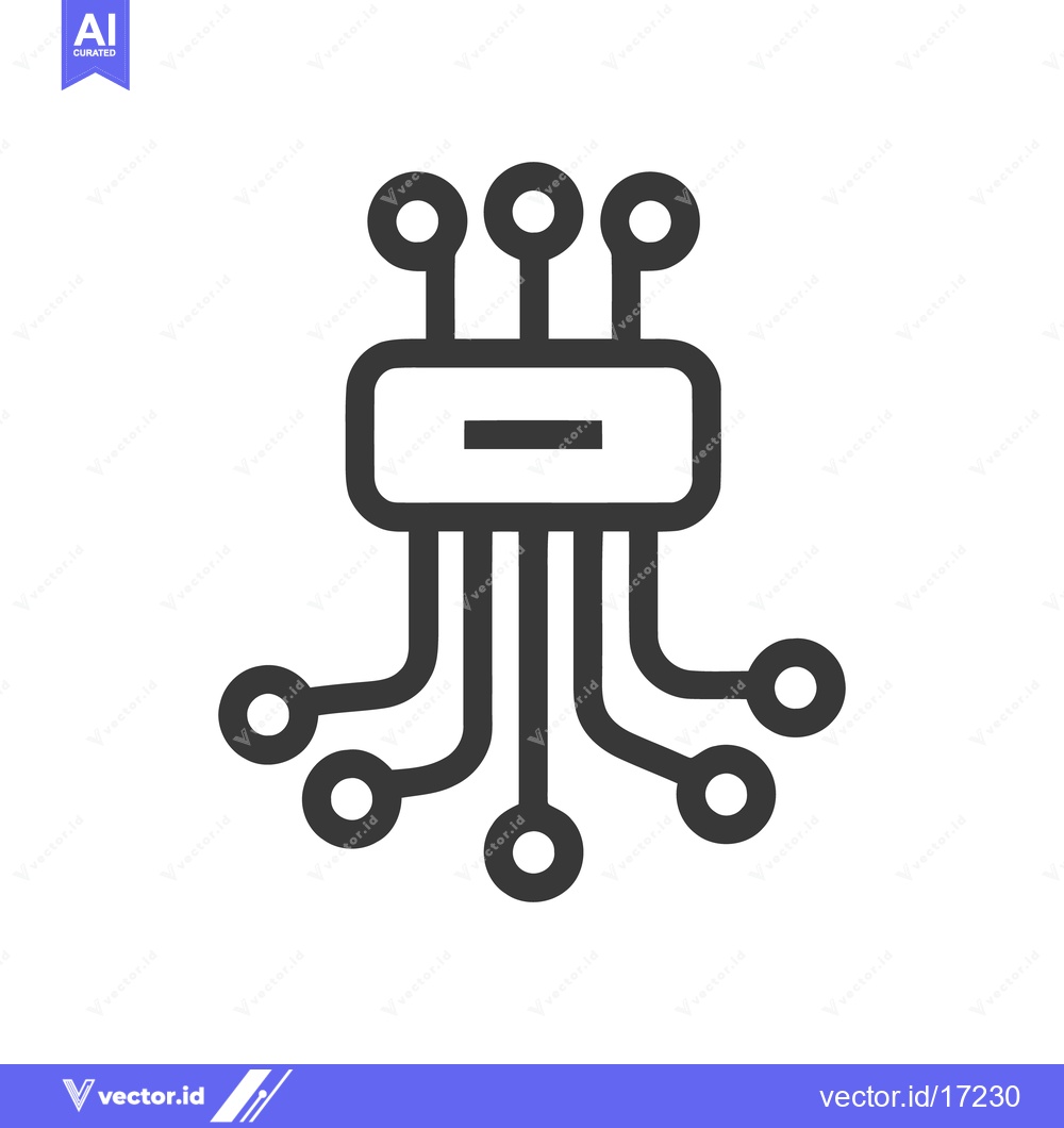 Premium Vector of Minimalist Circuit Board Icon: Black and White Technology Symbol