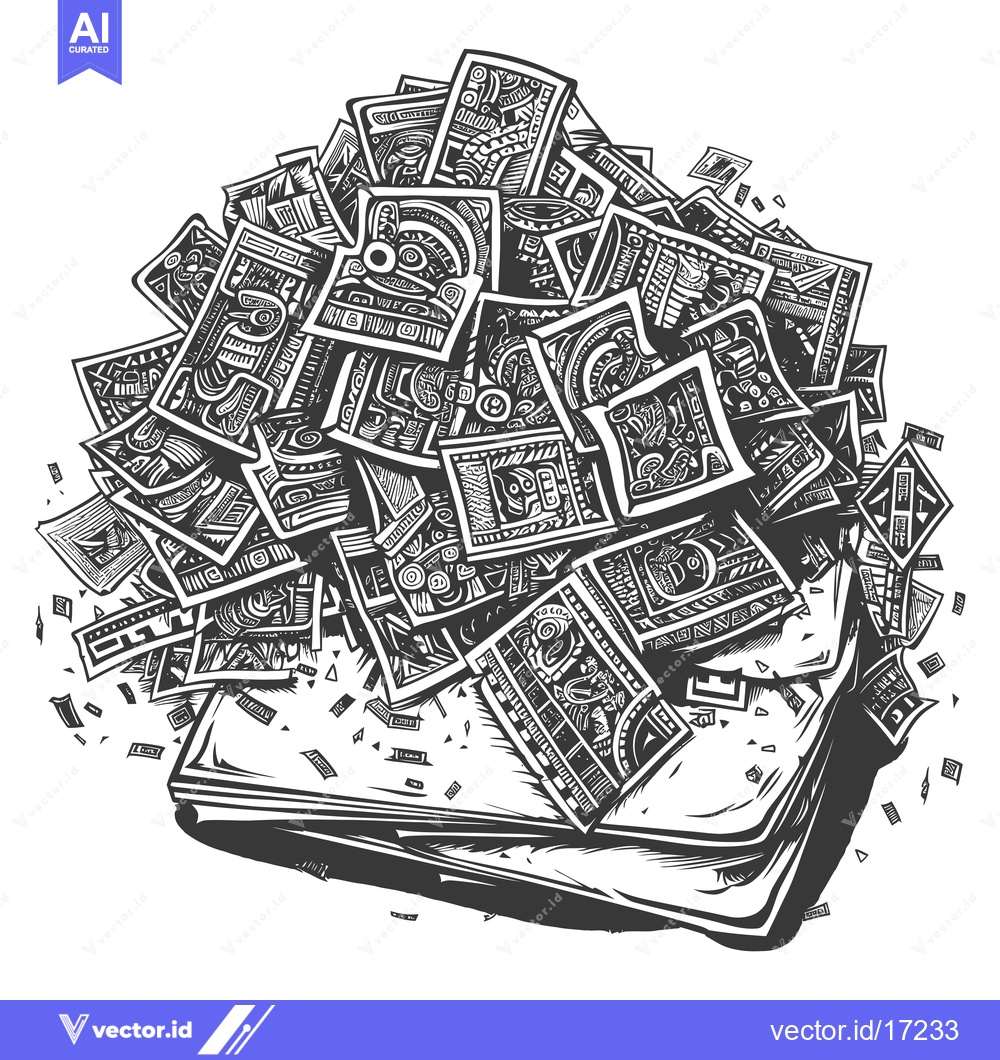 Premium Vector of A Pile of Abstract Money-Like Shapes with a Large Piece at the Bottom