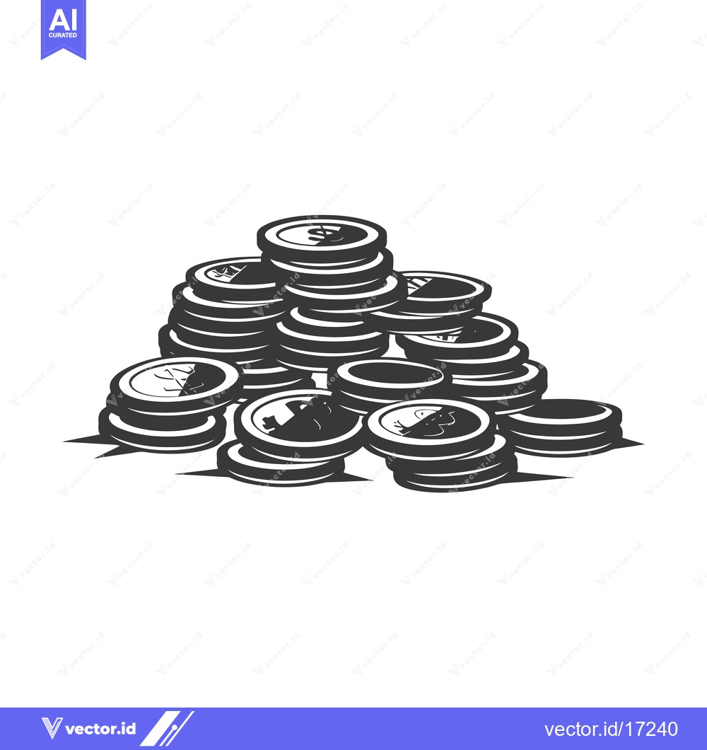 Premium Vector dari A Pile of Stacked Dollar Coins