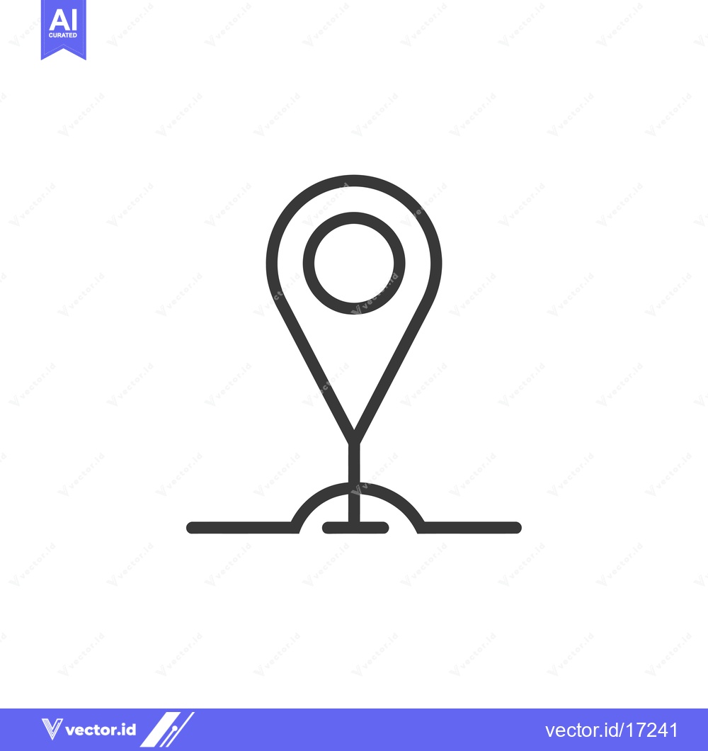 Premium Vector of A Pinned Location Icon with a Ground Line