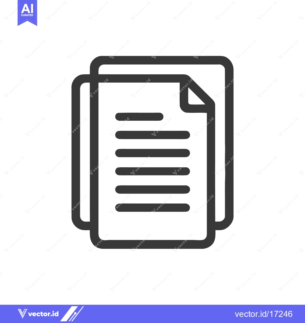 Premium Vector dari Stacked Documents Icon with Folded Corner and Text Lines, Dark Gray on