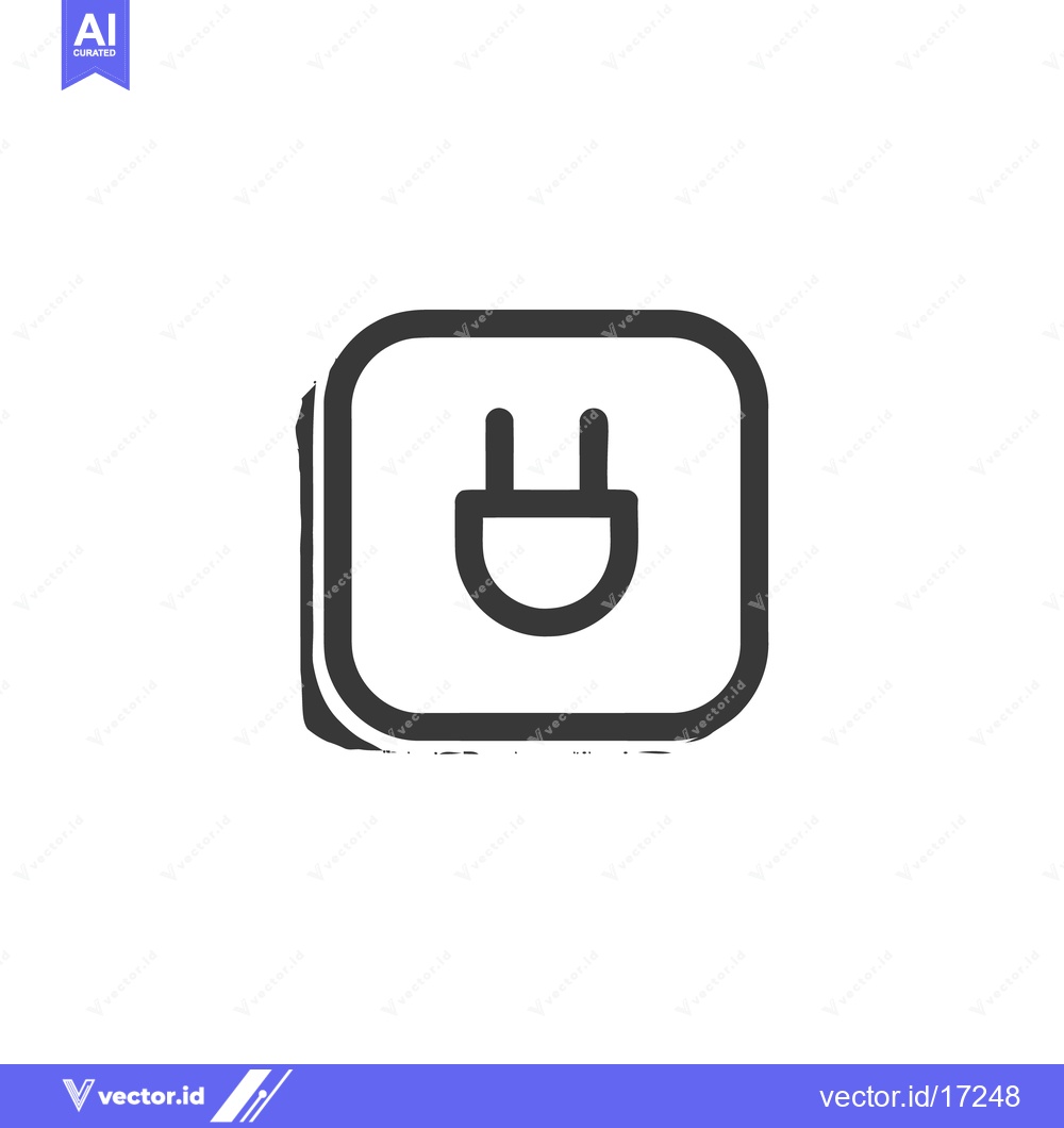 Premium Vector dari Minimalist Power Plug Icon in Black and White Square