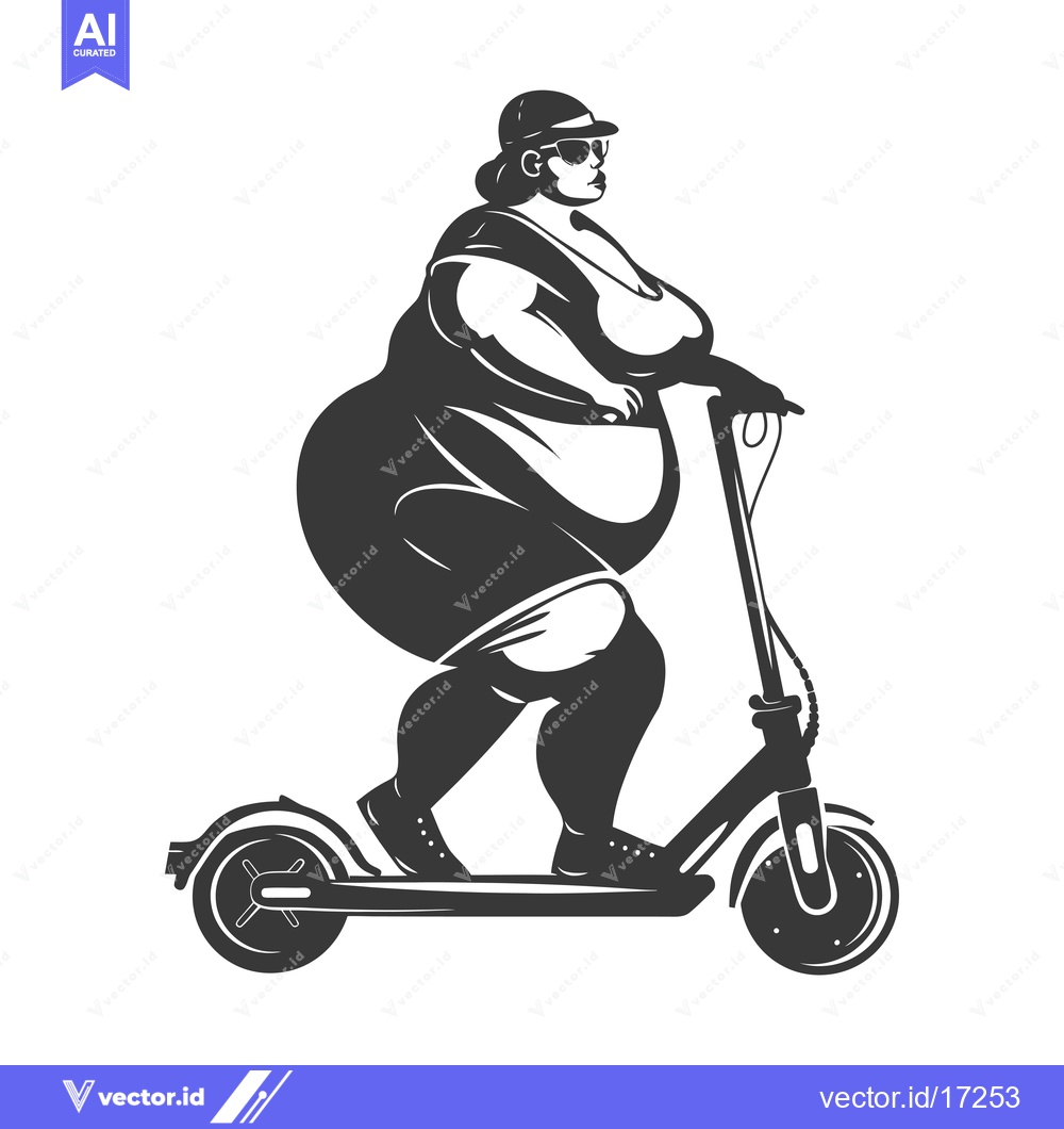 Premium Vector dari A plus-size woman riding an electric scooter