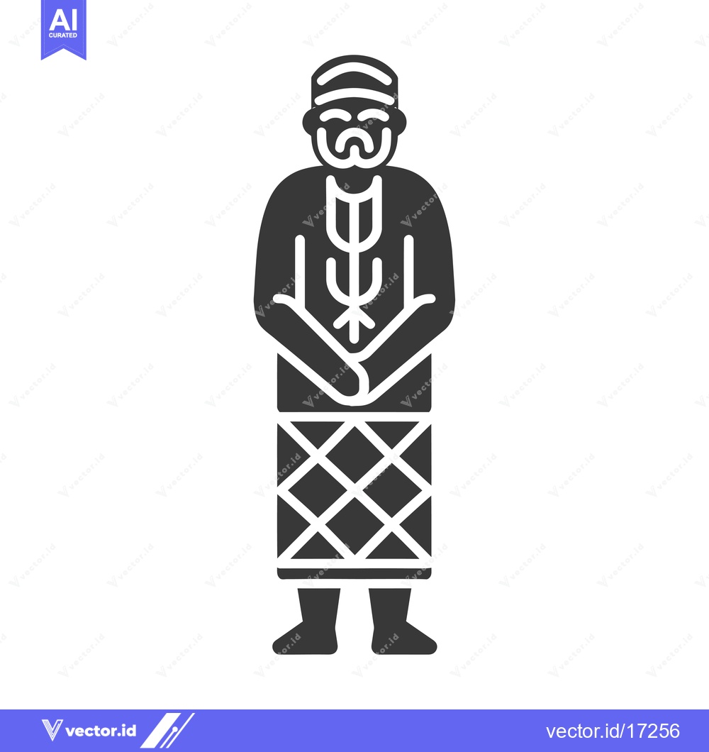 Premium Vector dari A Polynesian man wearing a traditional loincloth and hat