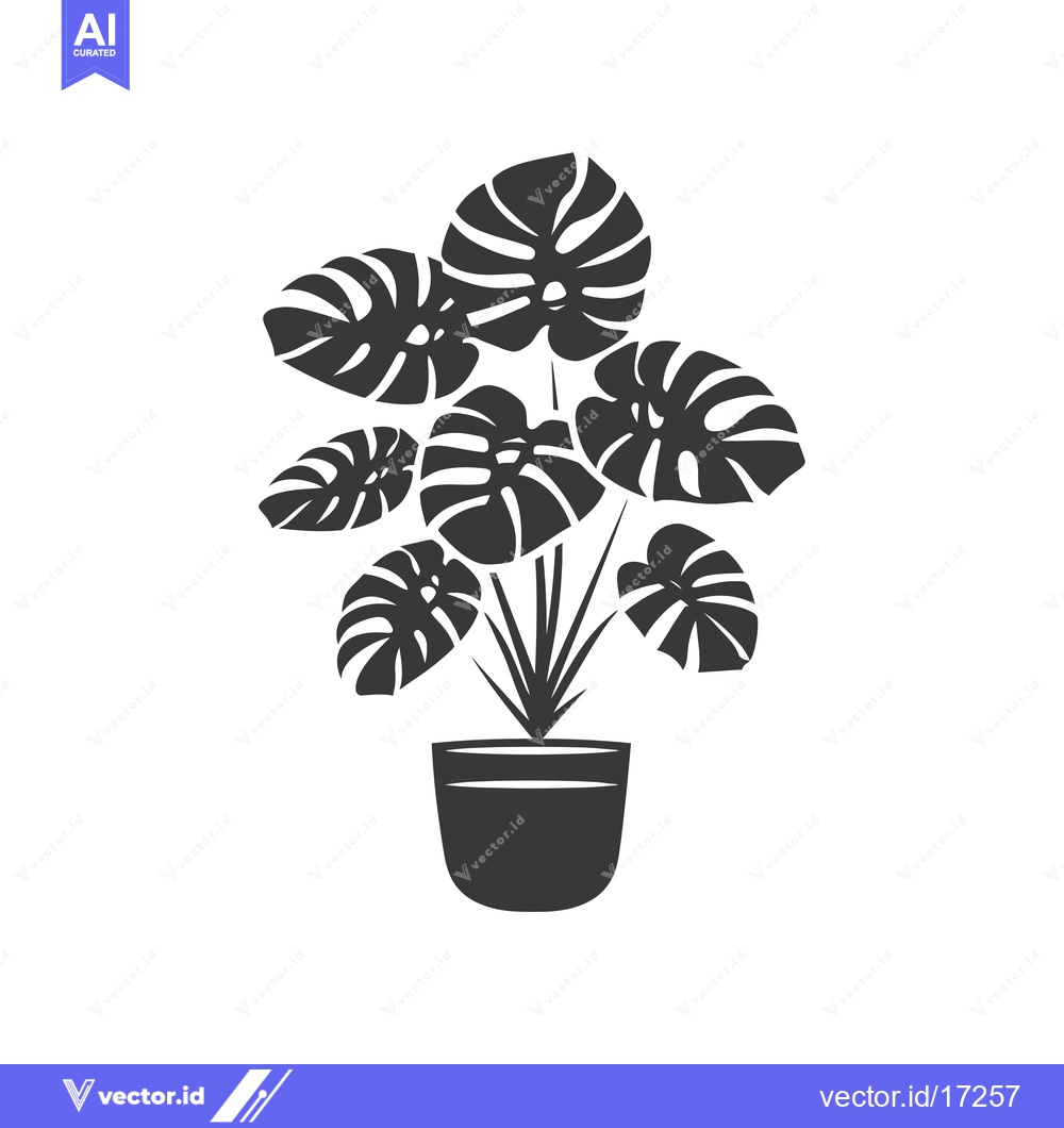 Premium Vector dari A potted monstera plant with large, split leaves