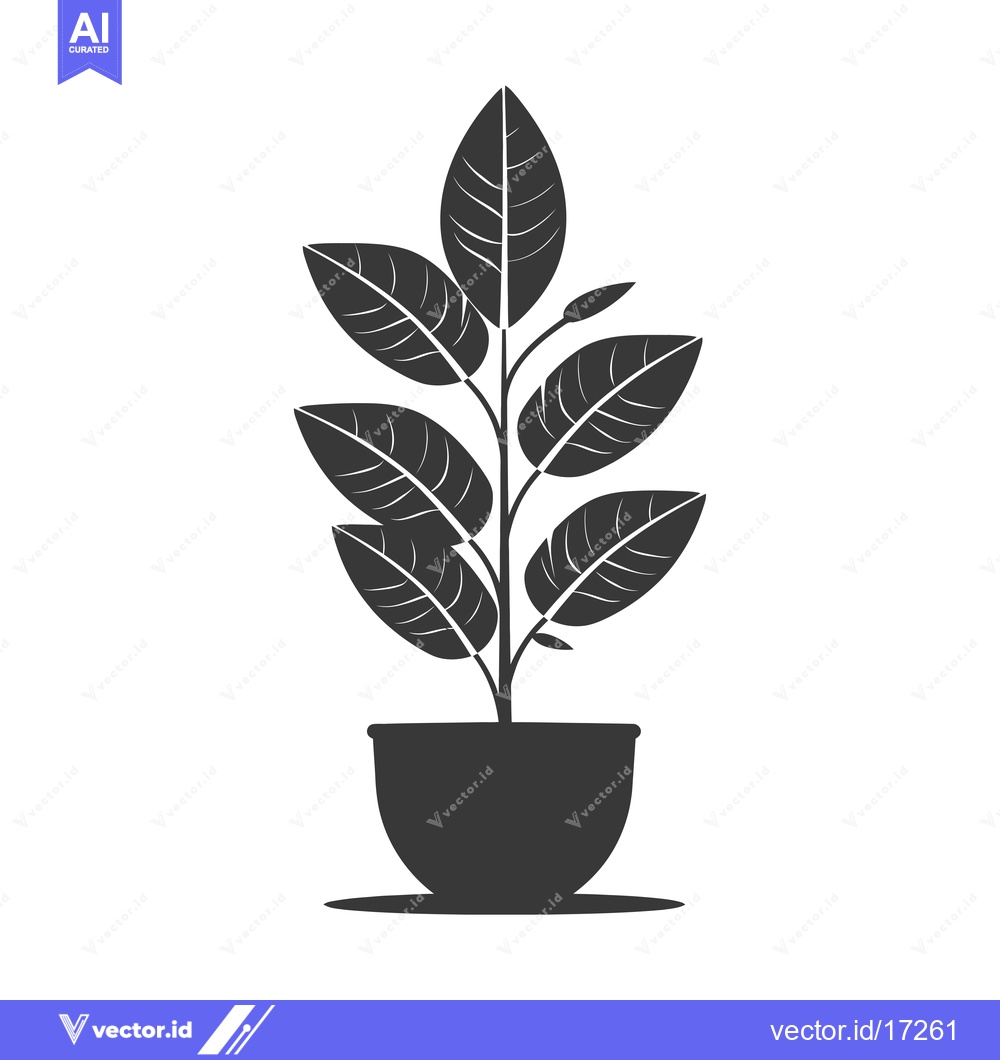 Premium Vector dari A potted plant with five large leaves