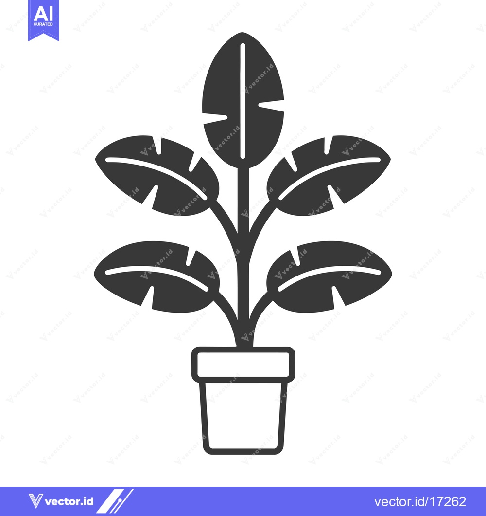 Premium Vector of A potted plant with four large leaves
