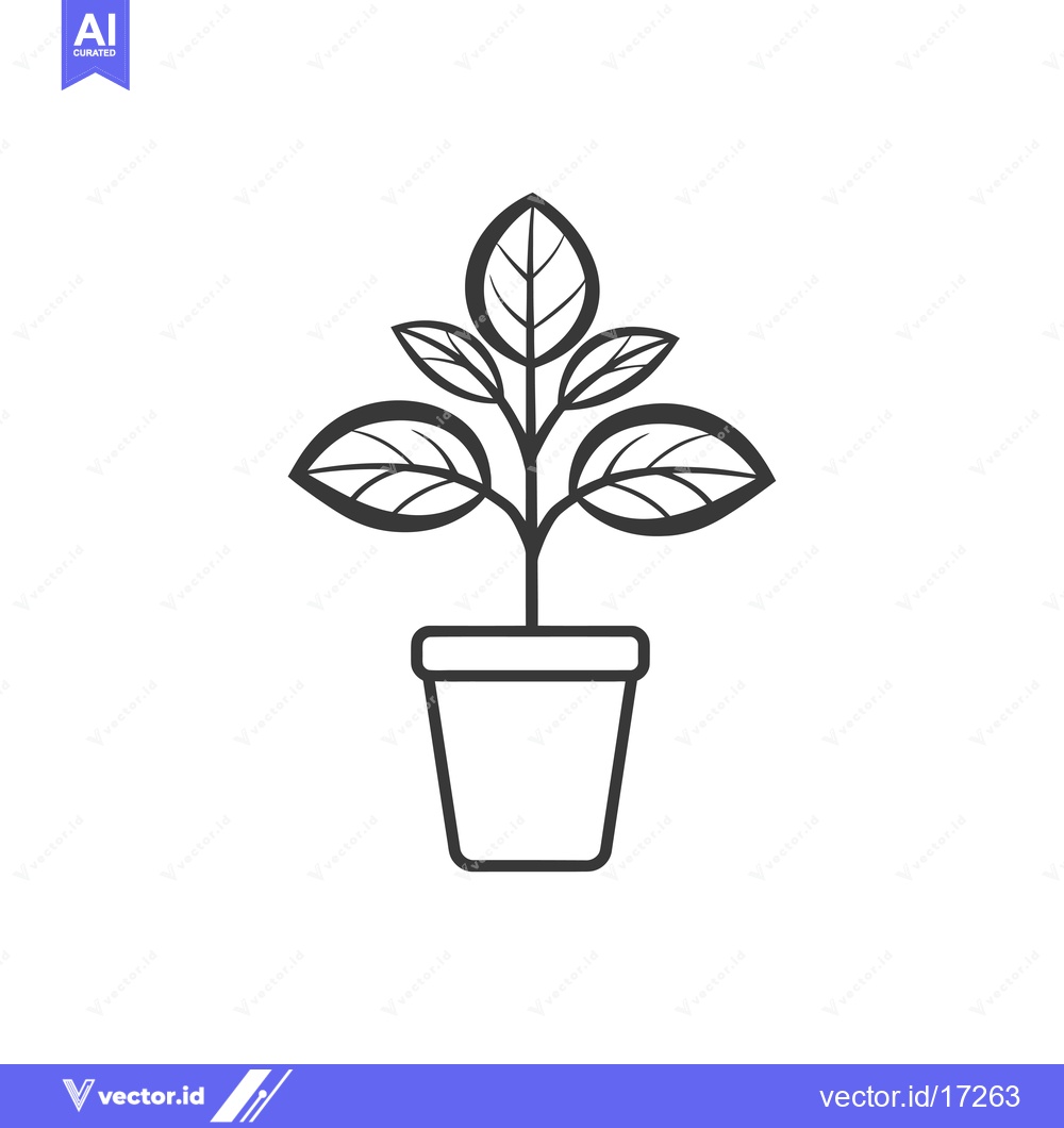 Premium Vector dari A potted plant with four leaves and a single stem