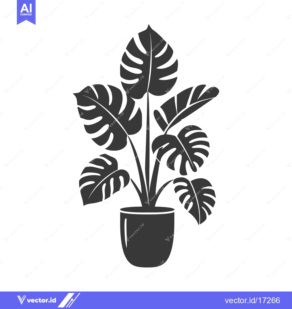 Premium Vector dari A potted plant with large, split leaves