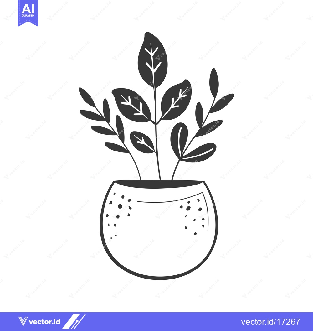 Premium Vector dari A potted plant with leaves and a patterned pot