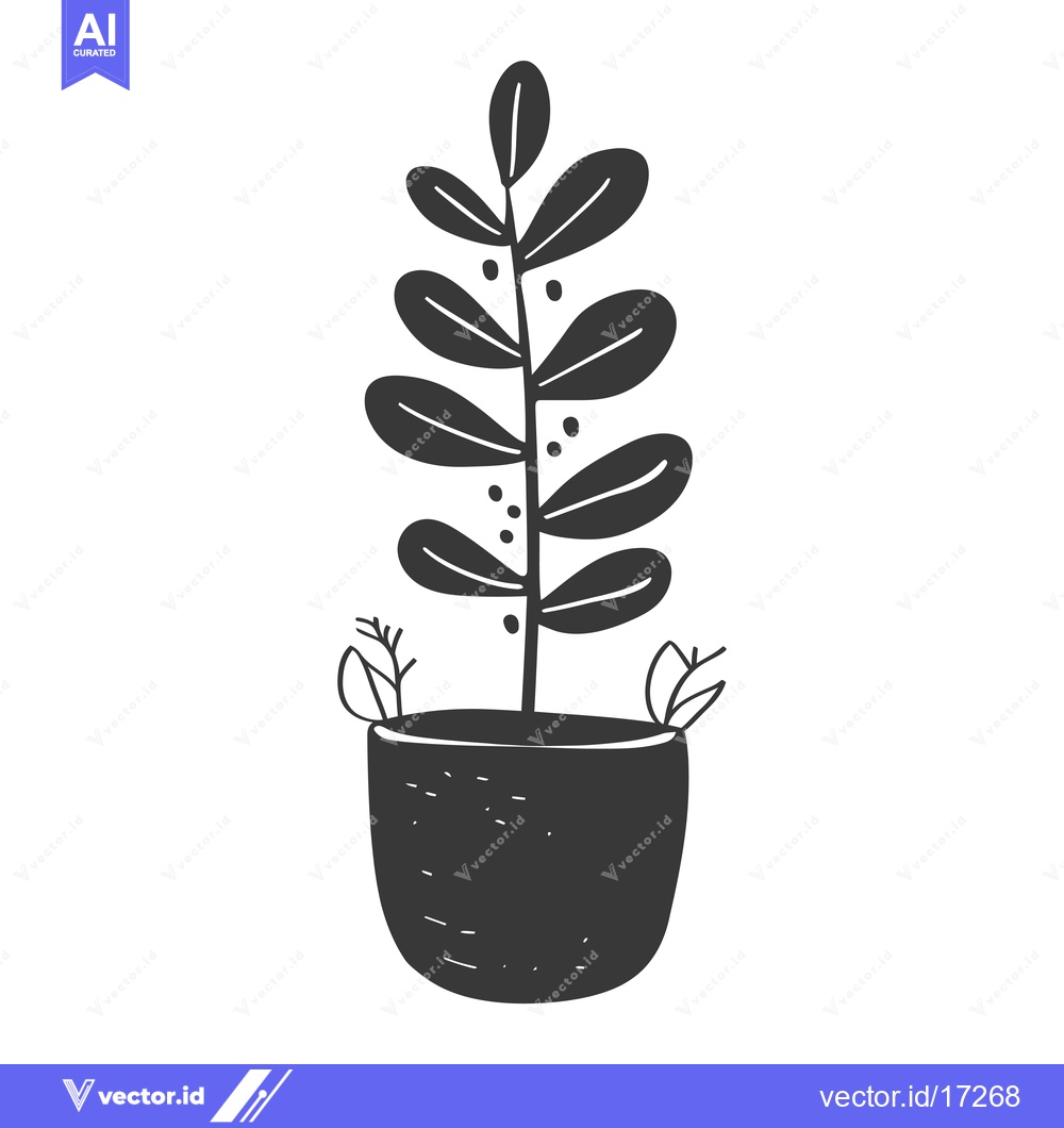 Premium Vector dari A potted plant with leaves and berries