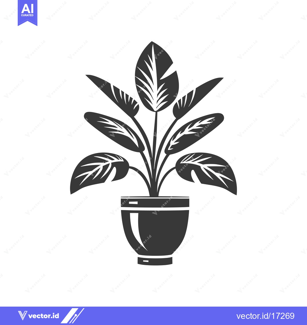 Premium Vector dari A potted plant with multiple large, spiky leaves