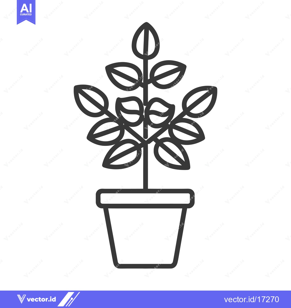 Premium Vector of A potted plant with multiple leaves and a thick stem