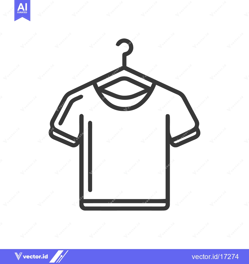 Premium Vector dari Minimalist T-Shirt on Hanger Icon, Clean Line Art Style