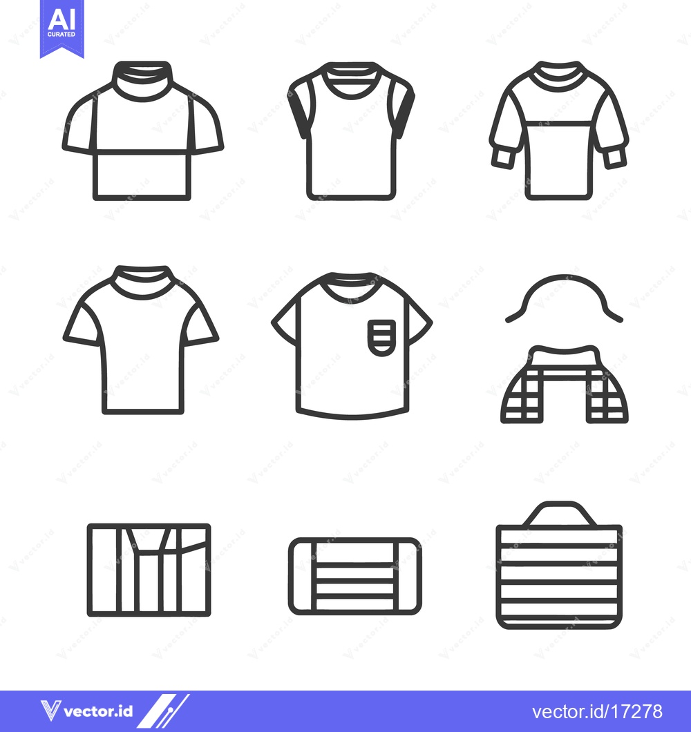 Premium Vector dari Outlined graphics of various clothing items and a striped bag