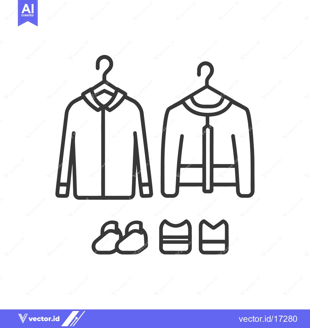 Premium Vector of Outlined clothing items with footwear represented on a plain backgroun