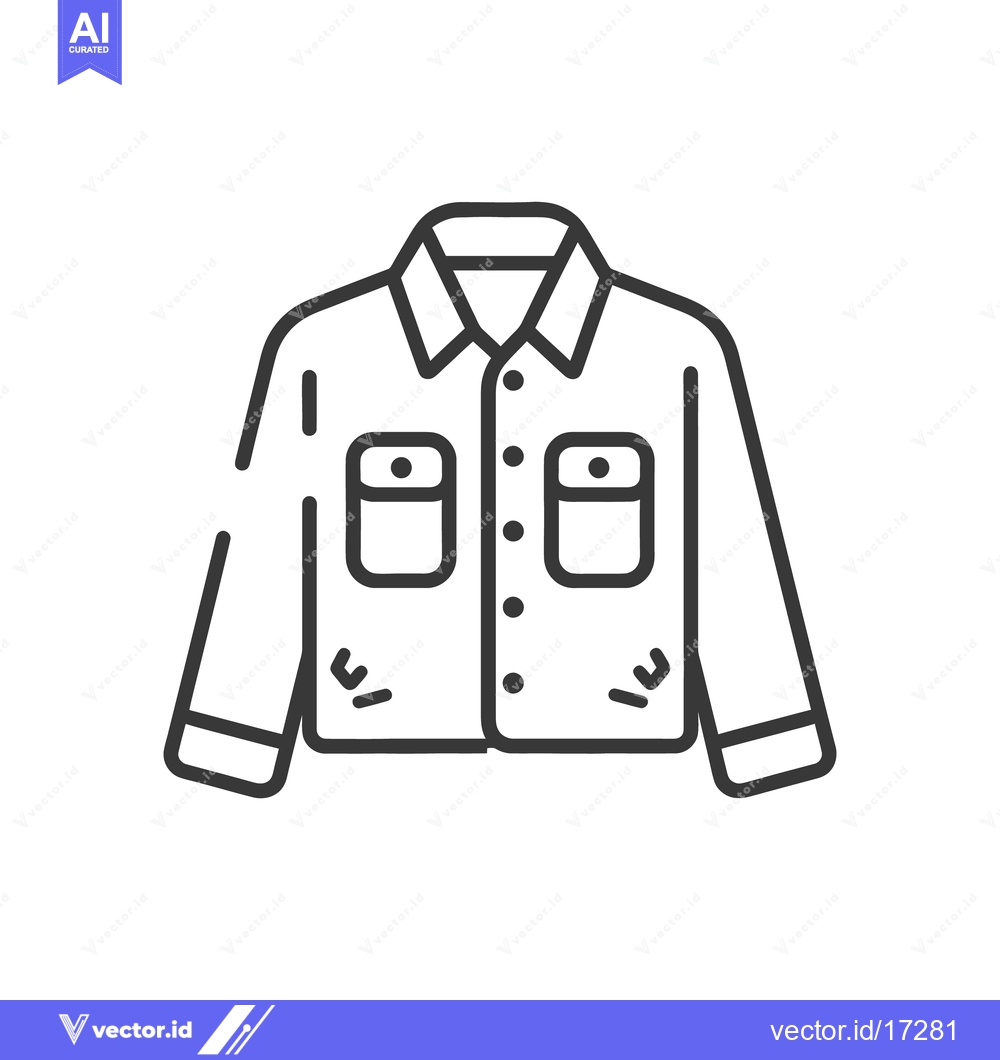 Premium Vector dari Black and white illustration of a buttoned shirt jacket