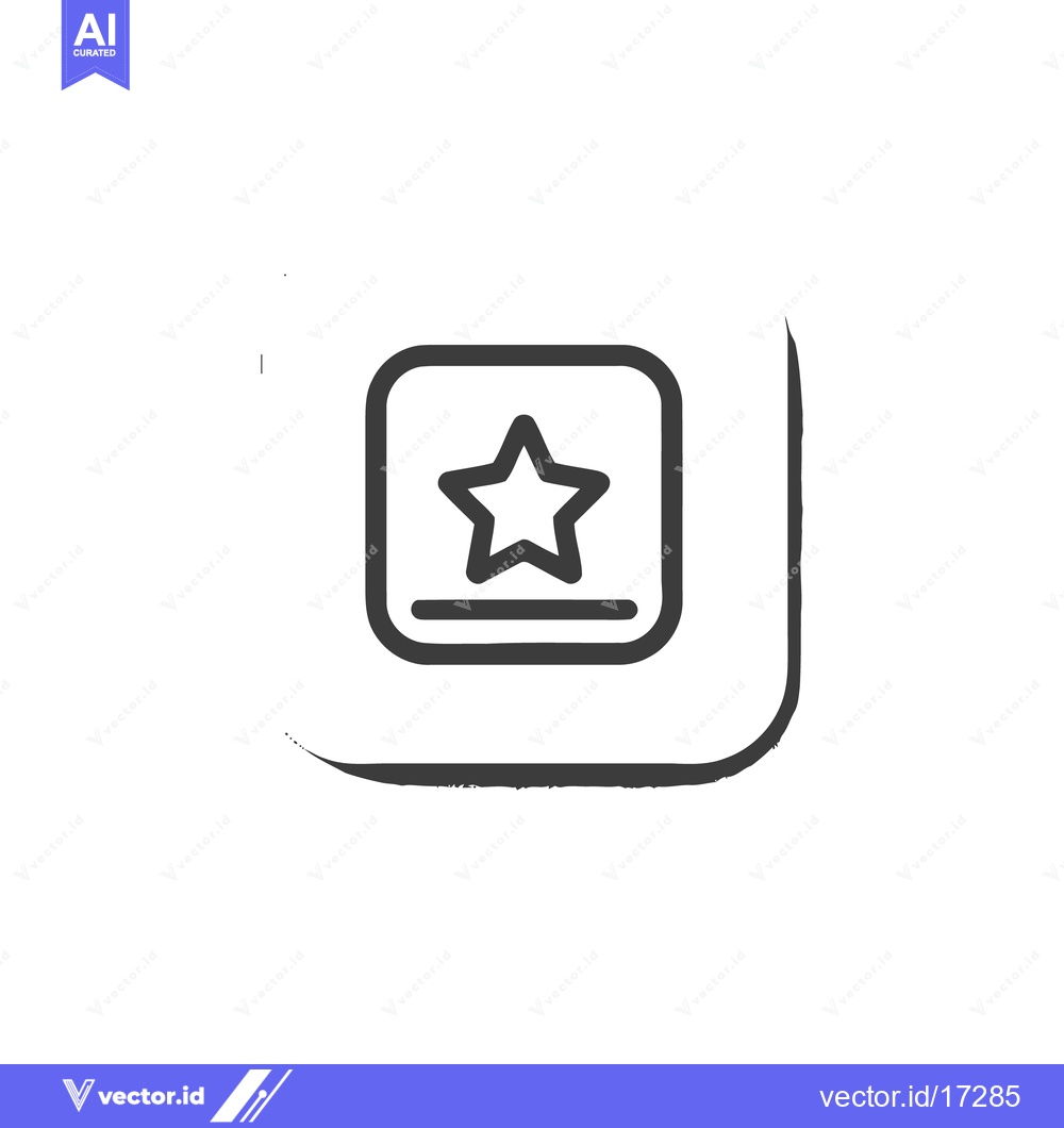 Premium Vector dari Star Icon in Rounded Square with Line, Grunge Style, Isolated