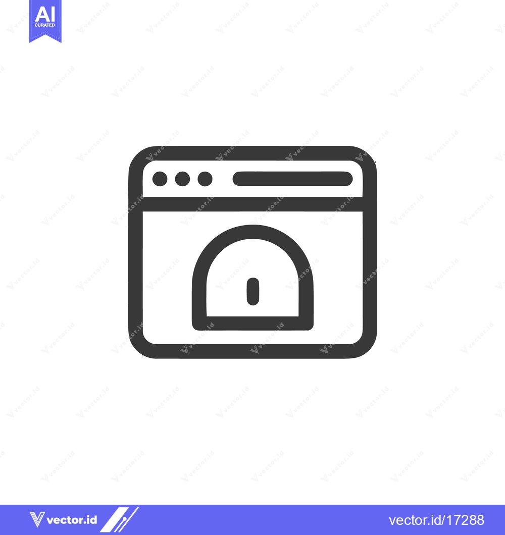 Premium Vector of Minimalist Browser Icon with Security Lock Symbol in Dark Gray