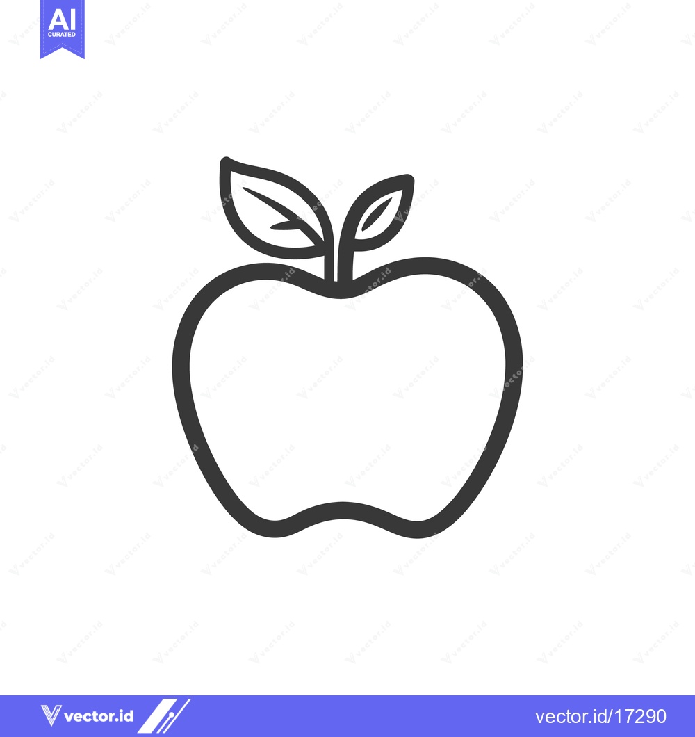 Premium Vector dari Simple black and white line drawing of a single apple