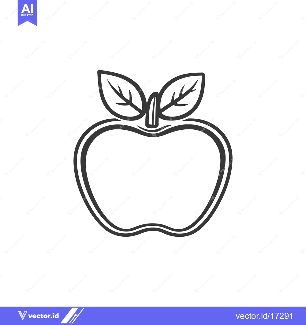 Premium Vector dari Black and white graphic illustration of a fresh fruit apple