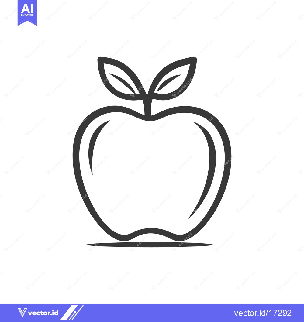 Premium Vector of A simplistic line drawing depicts a fruit with leaves