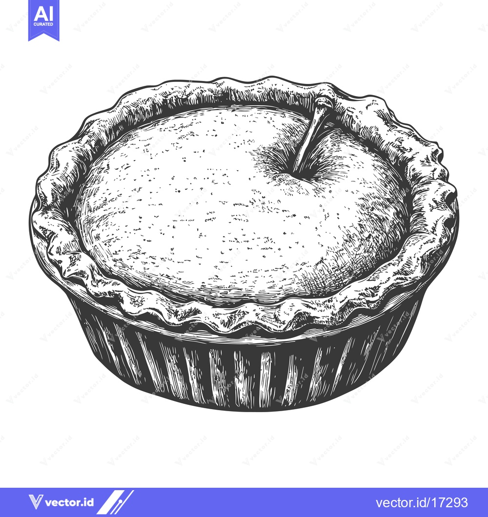 Premium Vector dari A delicious single serving apple pie dessert with a stem