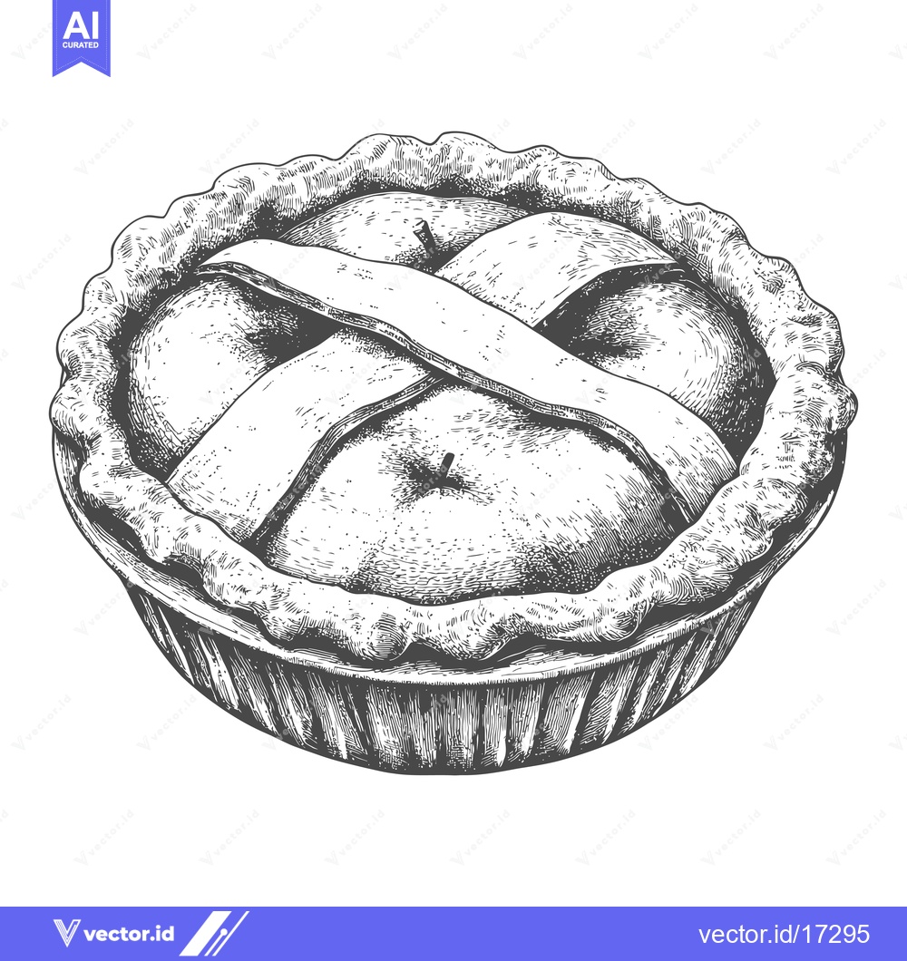 Premium Vector dari An apple pie with latticework crust and dark tones