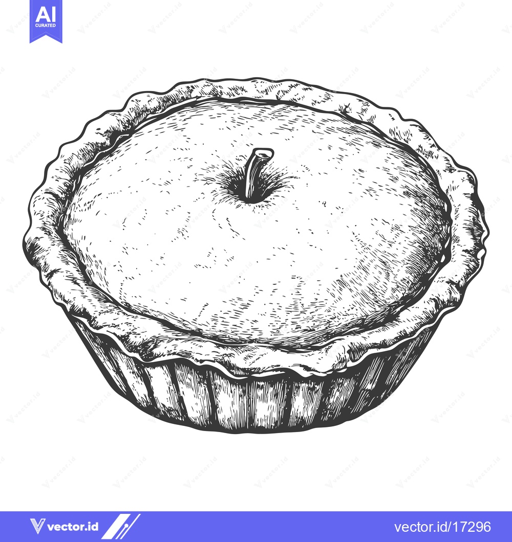 Premium Vector dari A delicious pie with a single apple topping