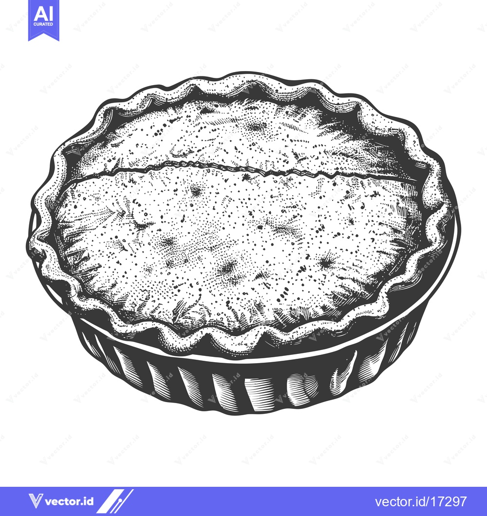 Premium Vector of A freshly baked pie in a grayscale illustration