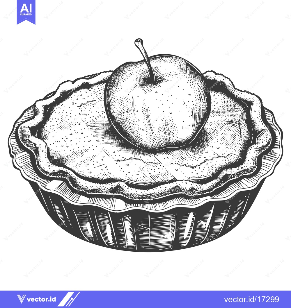 Premium Vector of Freshly baked apple pie topped with a single ripe apple
