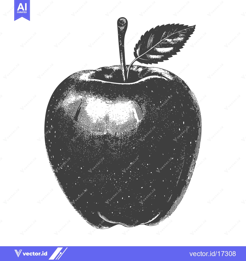 Premium Vector of A monochromatic graphic illustration of a ripe red apple