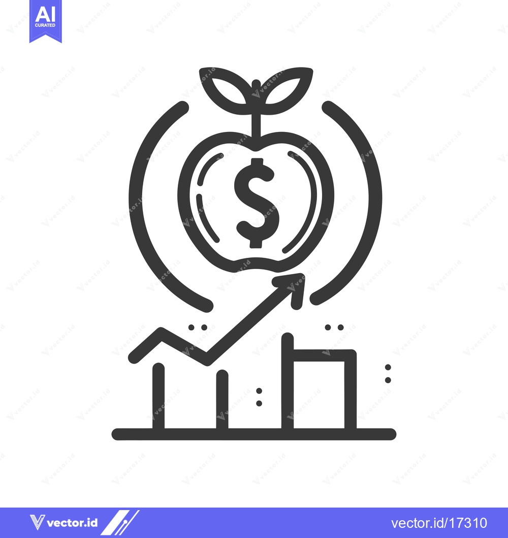 Premium Vector of Apple with Dollar Sign and Upward Trend Line Graphic