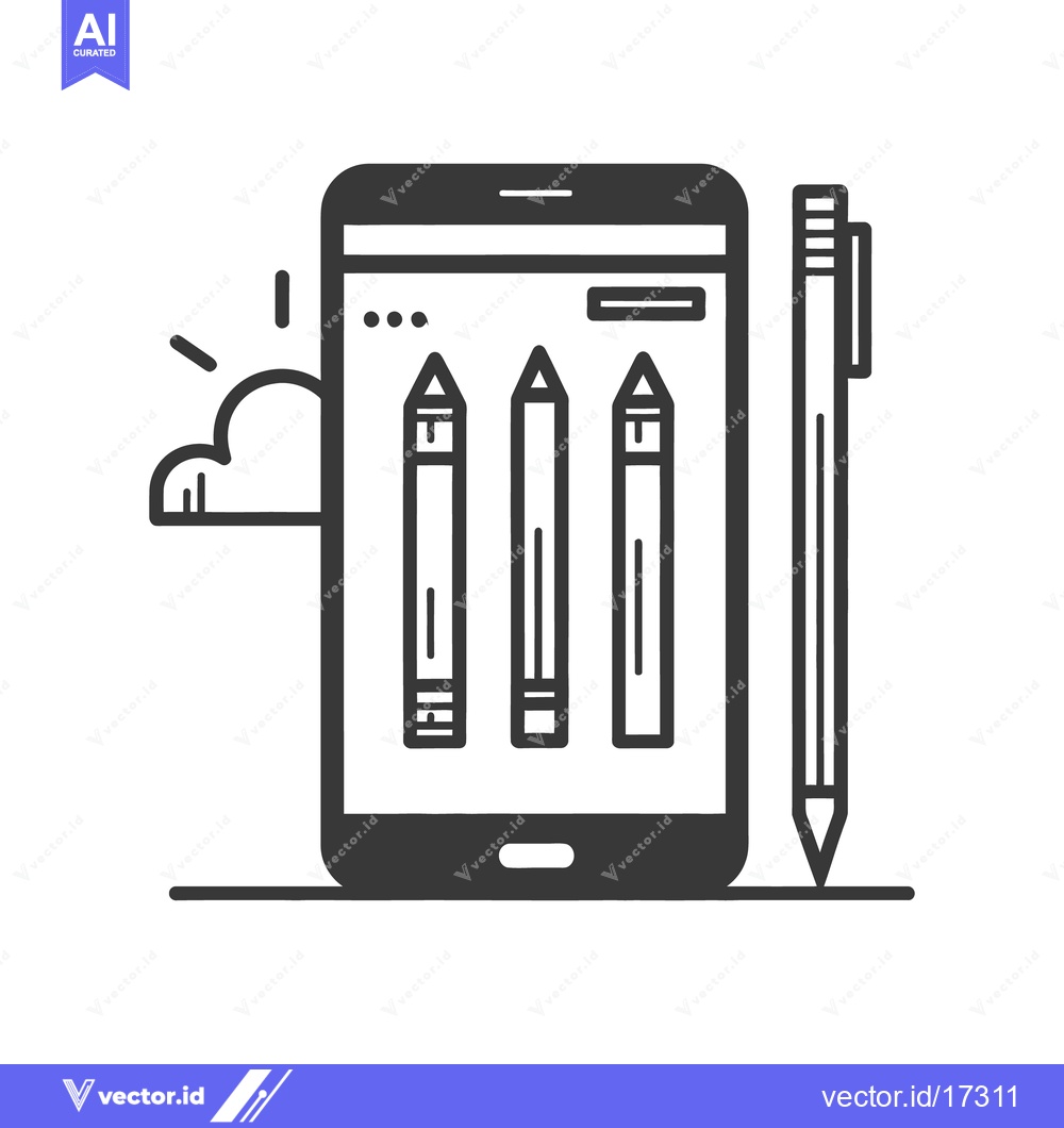 Premium Vector dari Modern illustration featuring a smartphone displaying drawing tools an